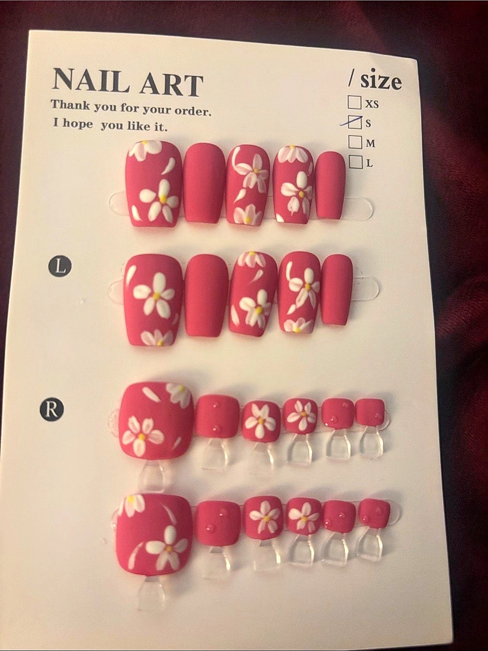 Pink Floral Press-On Nails